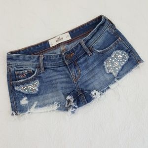 Hollister Destroyed Low Rise Denim Shorts Sz 1 w25